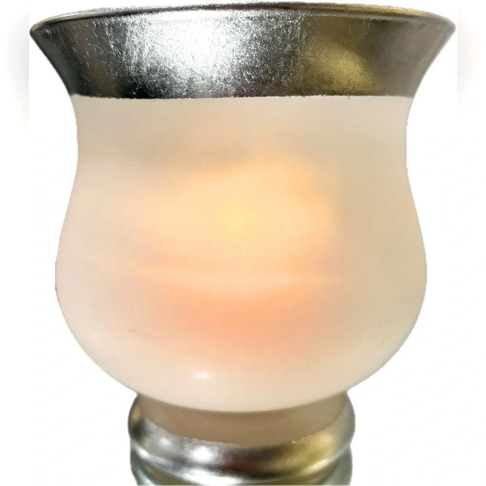 Frosted Glass Pedestal Candle Holder
